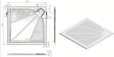 Bijela kvadratna tuš kada SAT Limcc 90x90 cm od lijevanog mramora s pokrivenim kutnim odvodom