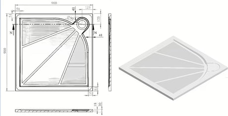 Bijela kvadratna tuš kada SAT Limcc 90x90 cm od lijevanog mramora s pokrivenim kutnim odvodom