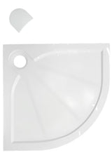 Bijela polukružna tuš kada SAT Limcc 80x80 cm od lijevanog mramora s pokrivenim odvodom u kutu