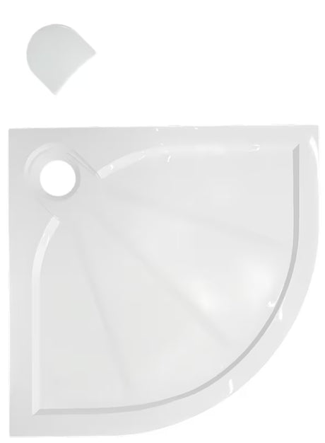 Bijela polukružna tuš kada SAT Limcc 90x90 cm od lijevanog mramora s pokrivenim kutnim odvodom