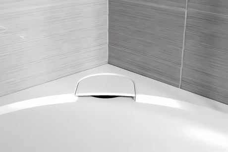 Bijela pravokutna tuš kada SAT Limcc 120x90 cm od lijevanog mramora s pokrivenim odvodom u kutu