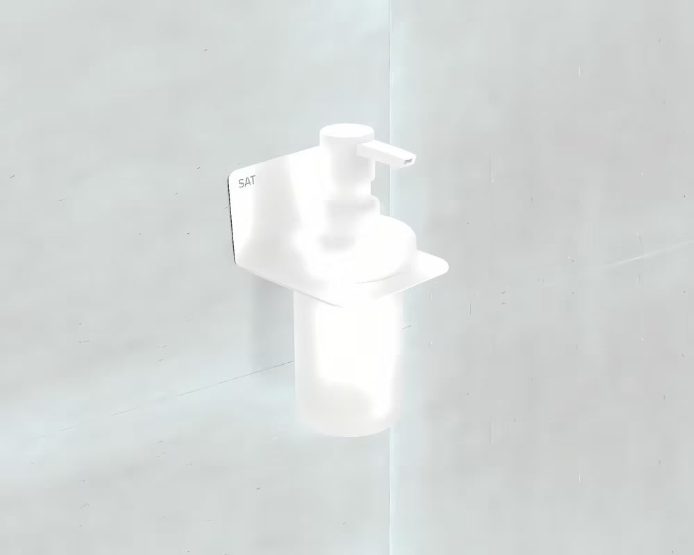 Zidni dozator sapuna SAT Mood u mat bijeloj izvedbi s mat staklom