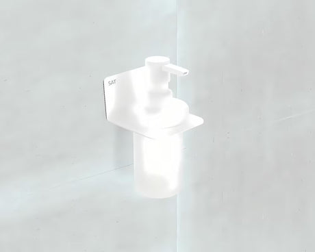 Zidni dozator sapuna SAT Mood u mat bijeloj izvedbi s mat staklom