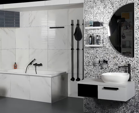 Zidni dozator sapuna SAT Mood u mat crnoj izvedbi s mat staklom