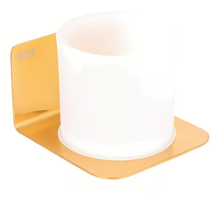 Držač čaša SAT Mood u obradi brušeno zlato s mat staklom i četvrtastim dizajnom