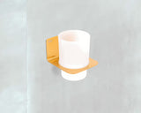 Držač čaša SAT Mood u obradi brušeno zlato s mat staklom i četvrtastim dizajnom