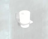 Kromirani držač čaša SAT Mood s mat staklom i četvrtastim dizajnom