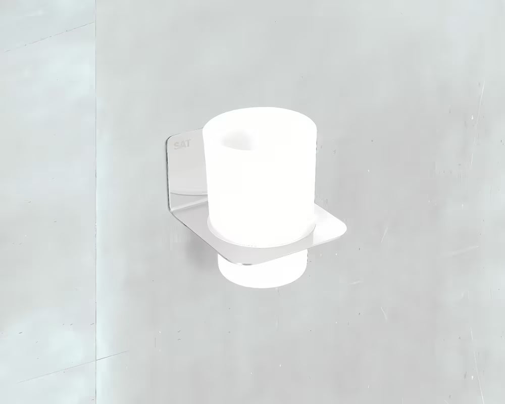 Kromirani držač čaša SAT Mood s mat staklom i četvrtastim dizajnom