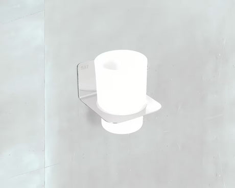 Kromirani držač čaša SAT Mood s mat staklom i četvrtastim dizajnom