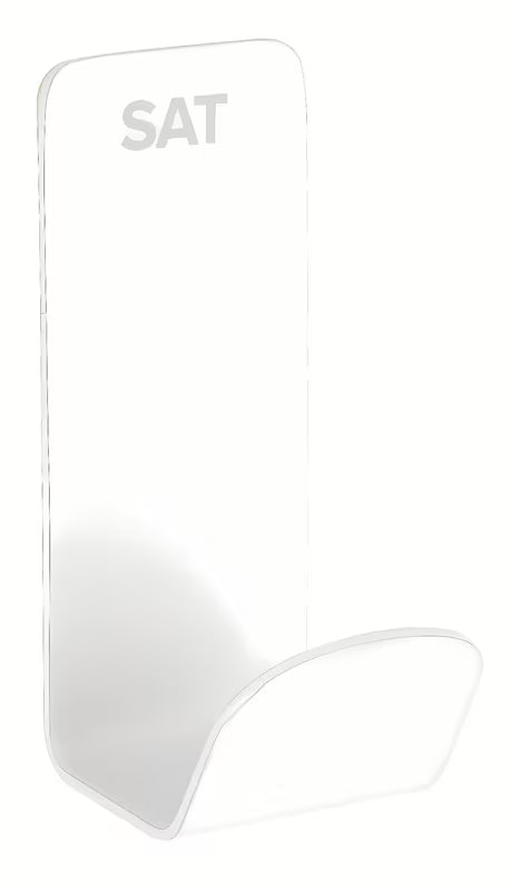 Bijeli kupaonski kukica SAT Mood od nehrđajućeg čelika pro, montaža lijepljenjem bez bušenja.