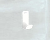 Bijeli kupaonski kukica SAT Mood od nehrđajućeg čelika pro, montaža lijepljenjem bez bušenja.