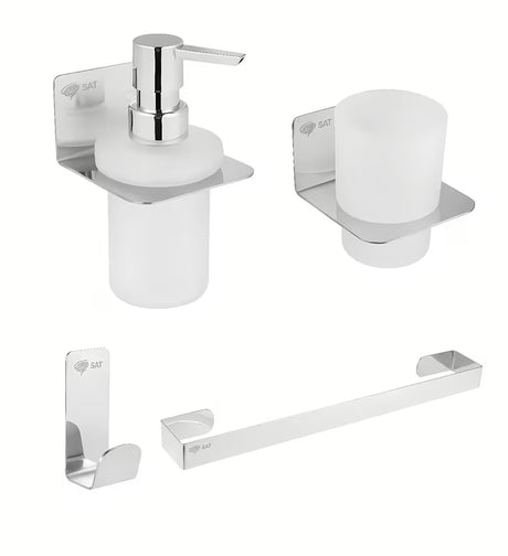 Set kupaonskih dodataka SAT Mood u modernom, ujednačenom dizajnu pro usklađenu kupaonicu.