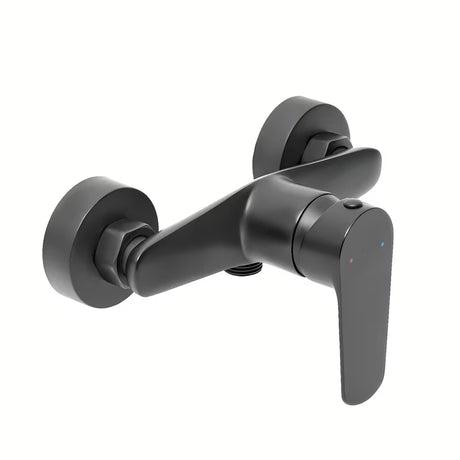 Zidna jednoručna baterija miješalica za tuš SAT Mood u mat crnoj završnoj obradi.