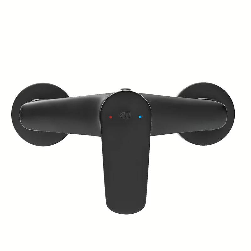 Zidna jednoručna baterija miješalica za tuš SAT Mood u mat crnoj završnoj obradi.