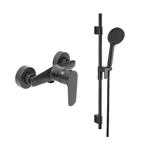 Miješalica za Tuš SAT Mood u mat crnoj boji s tuš setom pro za zidnu montažu