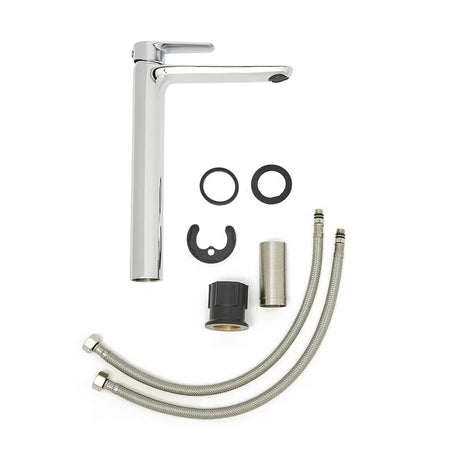 Visoka jednoručna baterija miješalica za umivaonik SAT Mood u sjajnoj krom izvedbi bez odvoda.