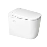 Stojeća WC Školjka SAT optimflush u bijeloj boji s integriranim vodokotlićem i bočnom pneumatskom tipkom za ispiranje.