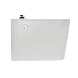 Stojeća WC Školjka SAT optimflush u bijeloj boji s integriranim vodokotlićem i bočnim pneumatskim tipkalom za ispiranje.