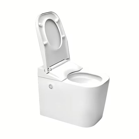 Stojeća WC Školjka SAT optimflush u bijeloj boji s vodokotlićem i zidnom tipkom za ispiranje.