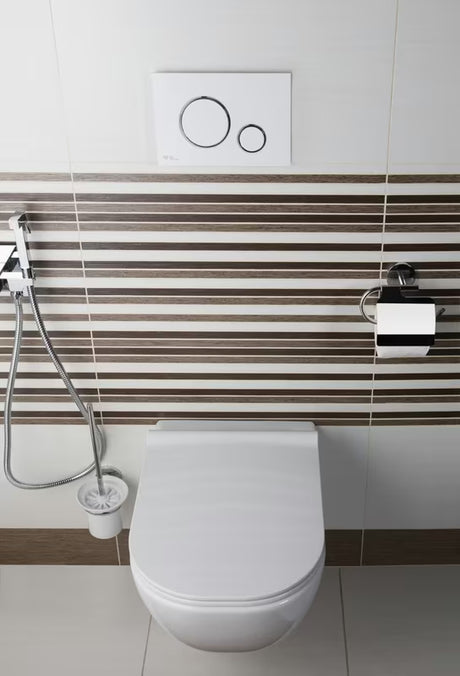 Bijela tipka za aktiviranje SAT pro WC školjke namijenjena pro podžbuknim modulima SAT.