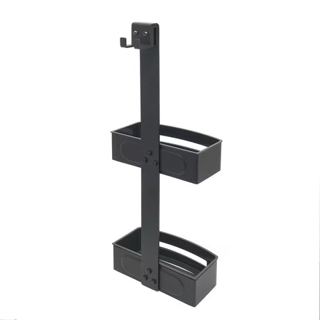 Dvostruka viseća polica za tuševi SAT u mat crnoj boji s uklonjivim plastičnim umecima