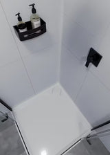 Kupaonska polica SAT od nehrđajućeg čelika u mat crnoj boji s uklonjivim crnim plastičnim umetkom