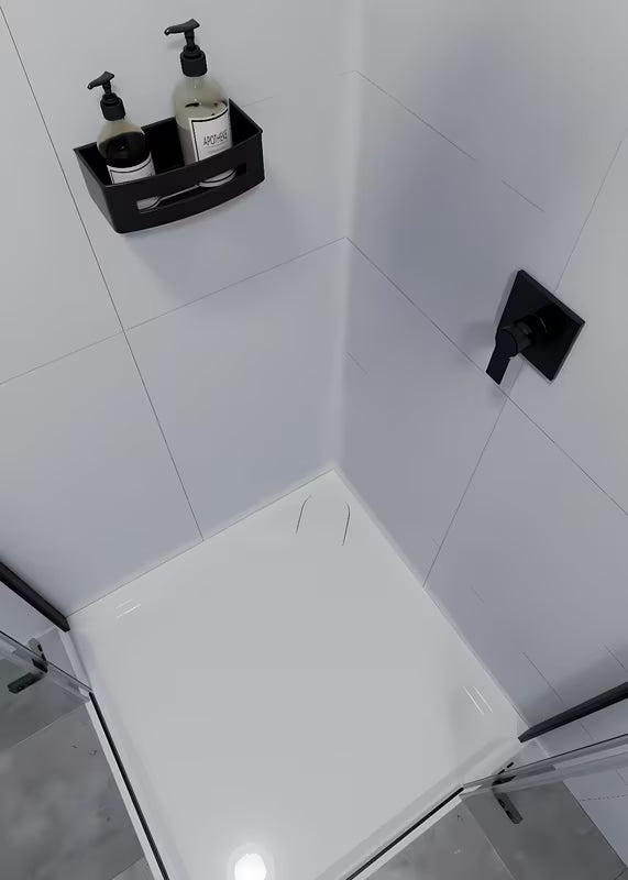 Kupaonska polica SAT od nehrđajućeg čelika u mat crnoj boji s uklonjivim crnim plastičnim umetkom