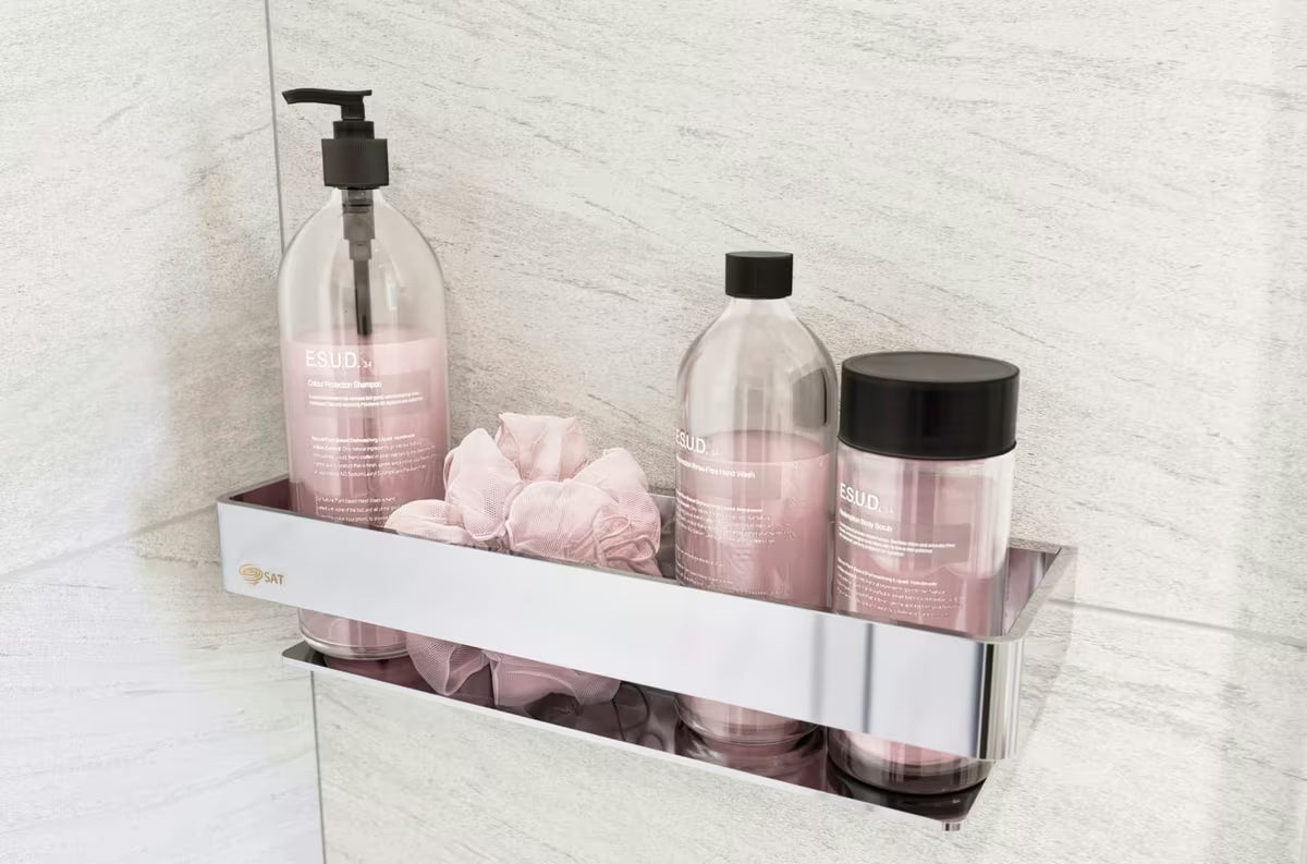 Kromirana zidna polica SAT Chrome od masivnog mesinga za tuševi i kupaonicu