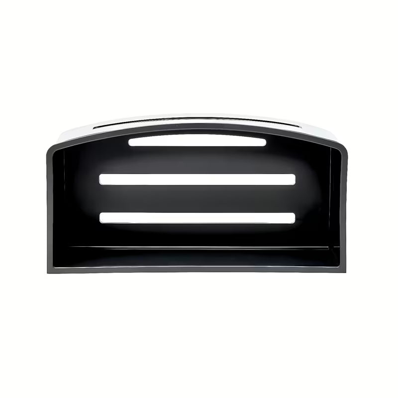 Inox tuš polica SAT Chrome u krom izvedbi s uklonjivim crnim plastičnim umetkom.