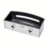 Inox tuš polica SAT Chrome u krom izvedbi s uklonjivim crnim plastičnim umetkom.