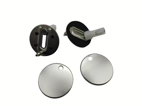 Set skrivenog pričvršćenja sjedala za WC za školjku SAT s metalnim klinovima i kromiranom okruglom kapicom.