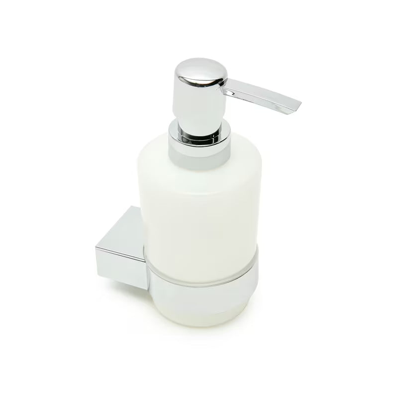 Zaobljeni kromirani dozator sapuna SAT Project s plastičnom posudom