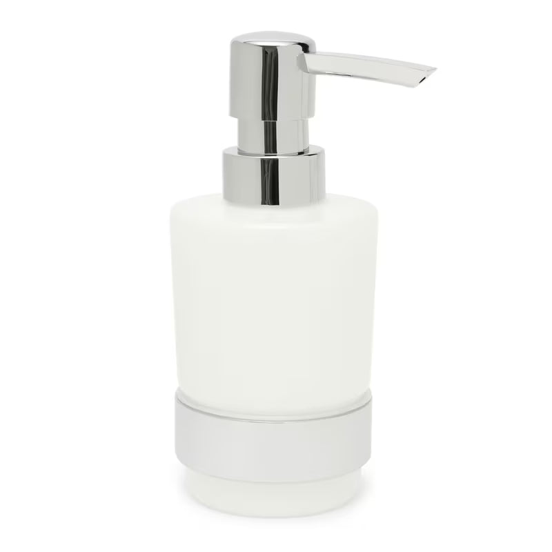 Zaobljeni kromirani dozator sapuna SAT Project s plastičnom posudom