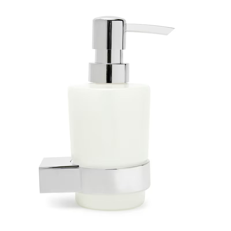 Zaobljeni kromirani dozator sapuna SAT Project s plastičnom posudom