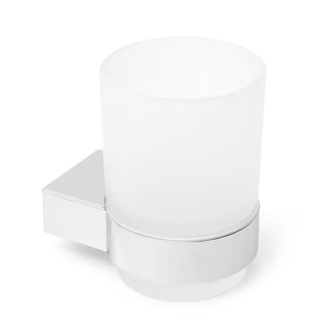 Samostojeći  držač čaša SAT Project u kromiranoj izvedbi s čašom od satiniranog stakla.