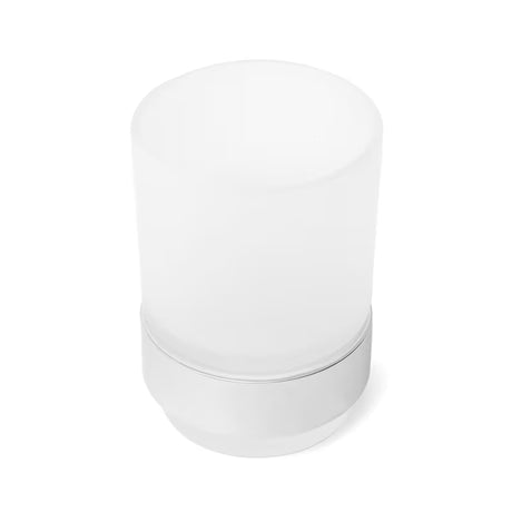 Samostojeći  držač čaša SAT Project u kromiranoj izvedbi s čašom od satiniranog stakla.