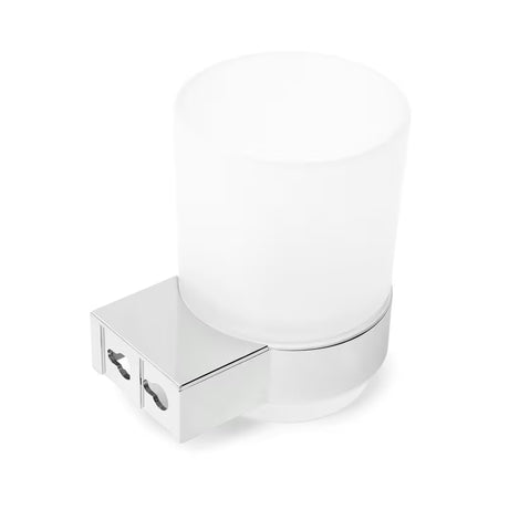 Samostojeći  držač čaša SAT Project u kromiranoj izvedbi s čašom od satiniranog stakla.