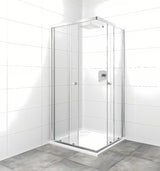 Kvadratna tuš kabina SAT Project 90x90 cm s kliznim vratima i prozirnim staklom u sjajnom kromu
