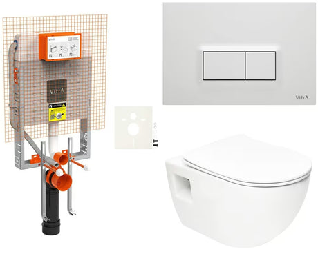 Viseći WC set SAT Project s ugradbenim modulom, vodokotlićem Vitra, tipkom za ispiranje i sjedalom