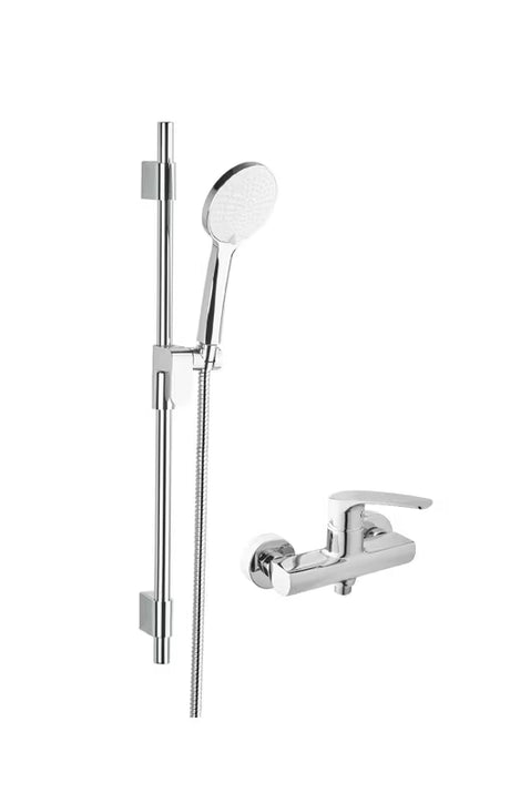 Kromirana zidna jednoručna baterija miješalica za tuš SAT Project s tuš setom