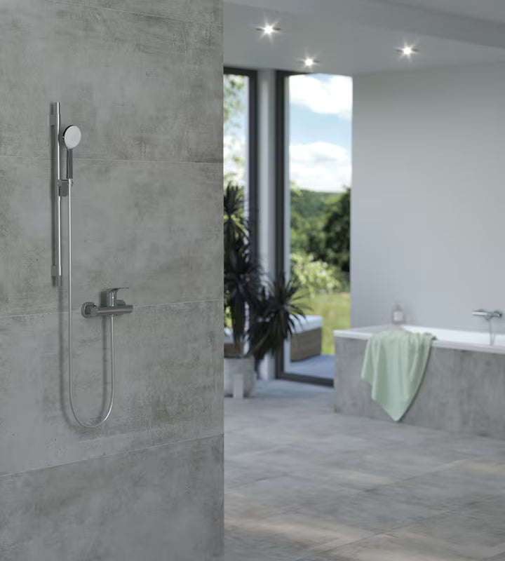 Kromirana zidna jednoručna baterija miješalica za tuš SAT Project s tuš setom