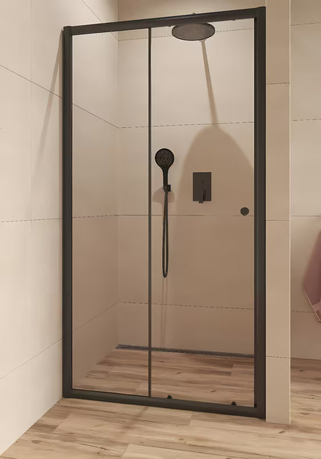 Klizne tuš vrata SAT Project 110 cm u crnoj boji s prozirnim sigurnosnim staklom