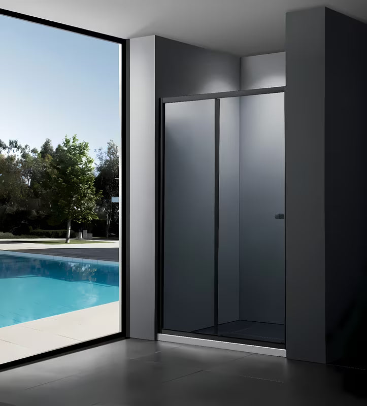 Klizne tuš vrata SAT Project 120 cm u crnoj boji s prozirnim sigurnosnim staklom