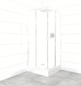 Kvadratna tuš kabina SAT Project 80x80 cm s tuš kadom, s bijelim profilima i staklom s dekorom Chinchilla.