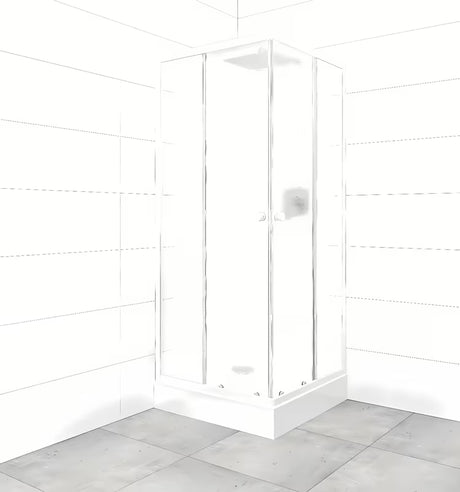 Kvadratna tuš kabina SAT Project 80x80 cm s tuš kadom, s bijelim profilima i staklom s dekorom Chinchilla.