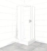 Kvadratna tuš kabina SAT Project 80x80 cm s tuš kadom, s bijelim profilima i staklom s dekorom Chinchilla.