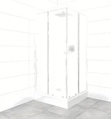 Kvadratna tuš kabina SAT Project 90x90 cm s bijelim profilima, kliznim vratima i tuš kadom