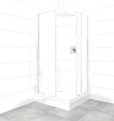 Kvadratna tuš kabina SAT Project 90x90 cm s bijelim profilima, kliznim vratima i tuš kadom