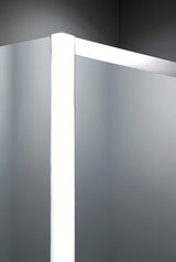 Kvadratna tuš kabina SAT Project 90x90 cm s bijelim profilima, kliznim vratima i tuš kadom