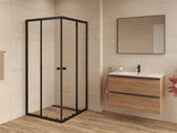 Kvadratni klizni tuš kabina SAT Project 80x80 cm s crnim profilima i prozirnim staklom